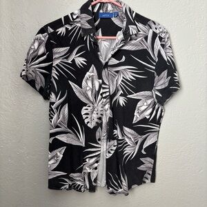 Apt. 9 Men's Black and White Leaf Print Shirt